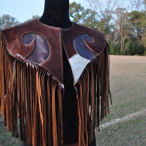 Cowhide Shawl With Leather
